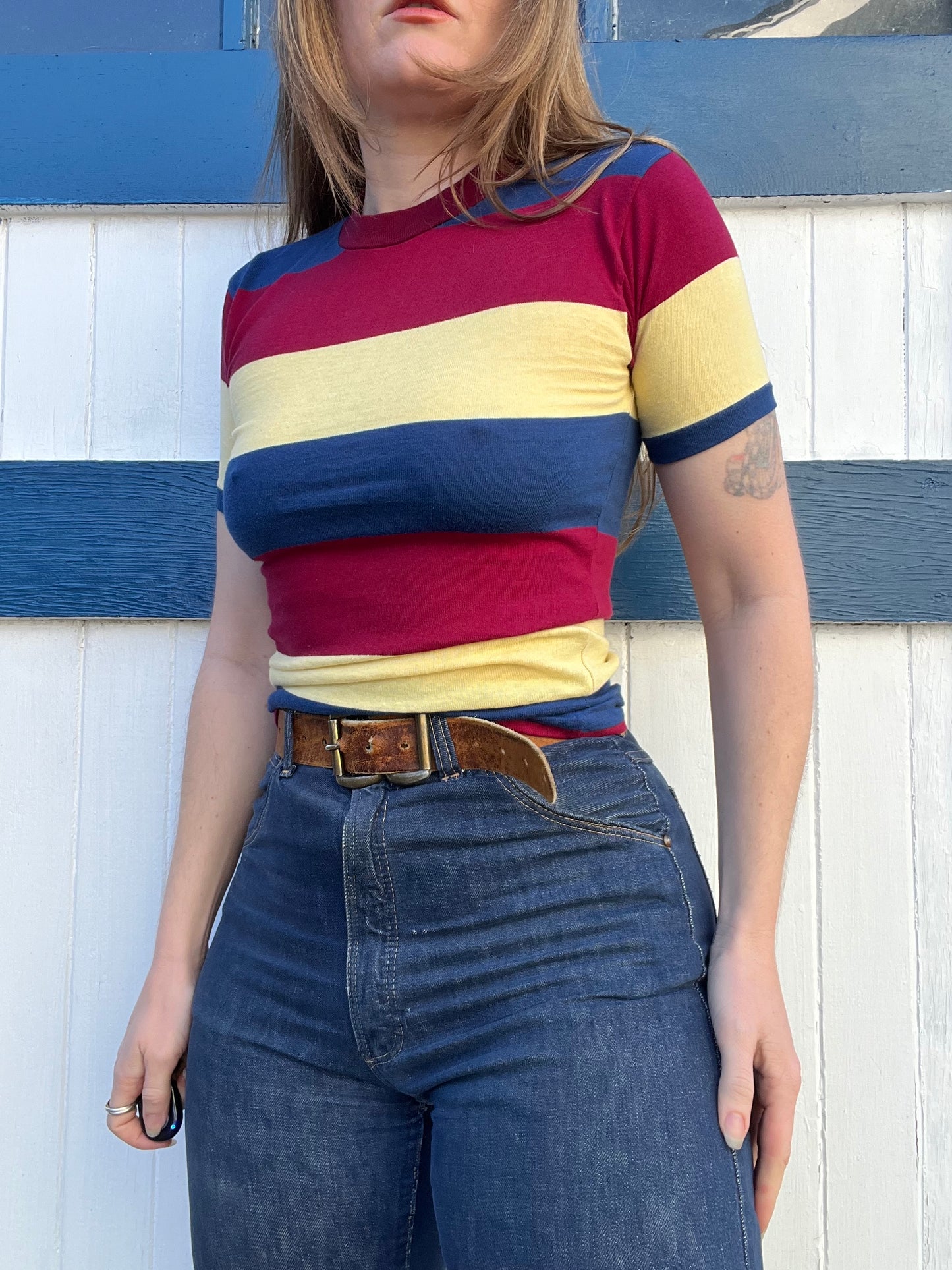 Multi Color 1960s Striped Tee XS