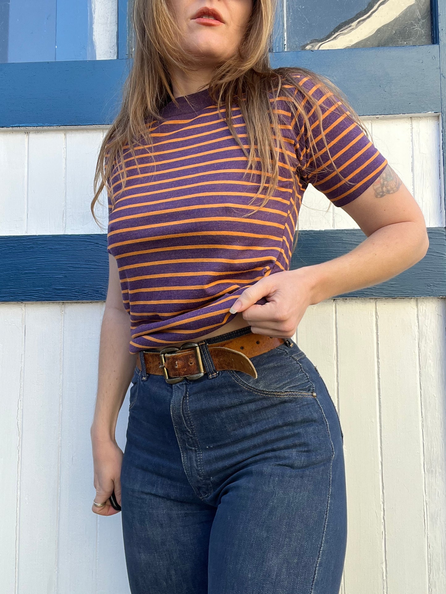 1960s Purple Striped Tee S/M