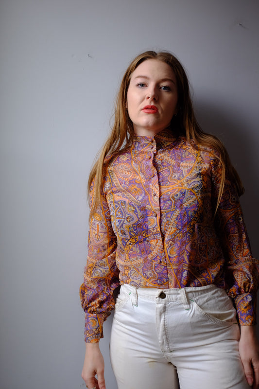 1970’s All Over Print Paisley Blouse S