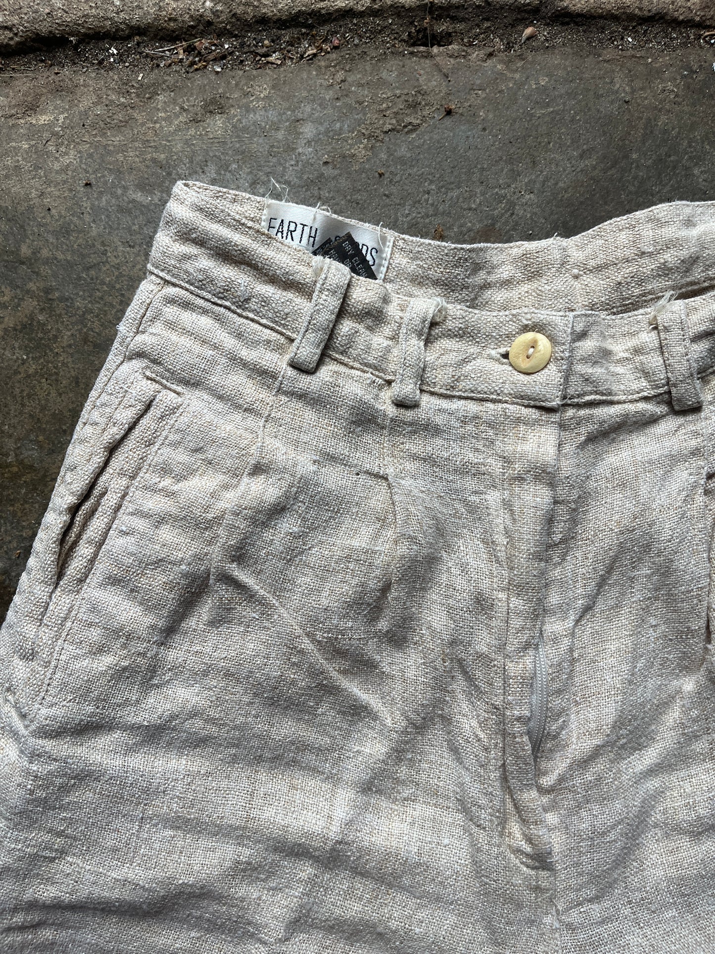 1990s Cream Hemp High Waisted Shorts 24"