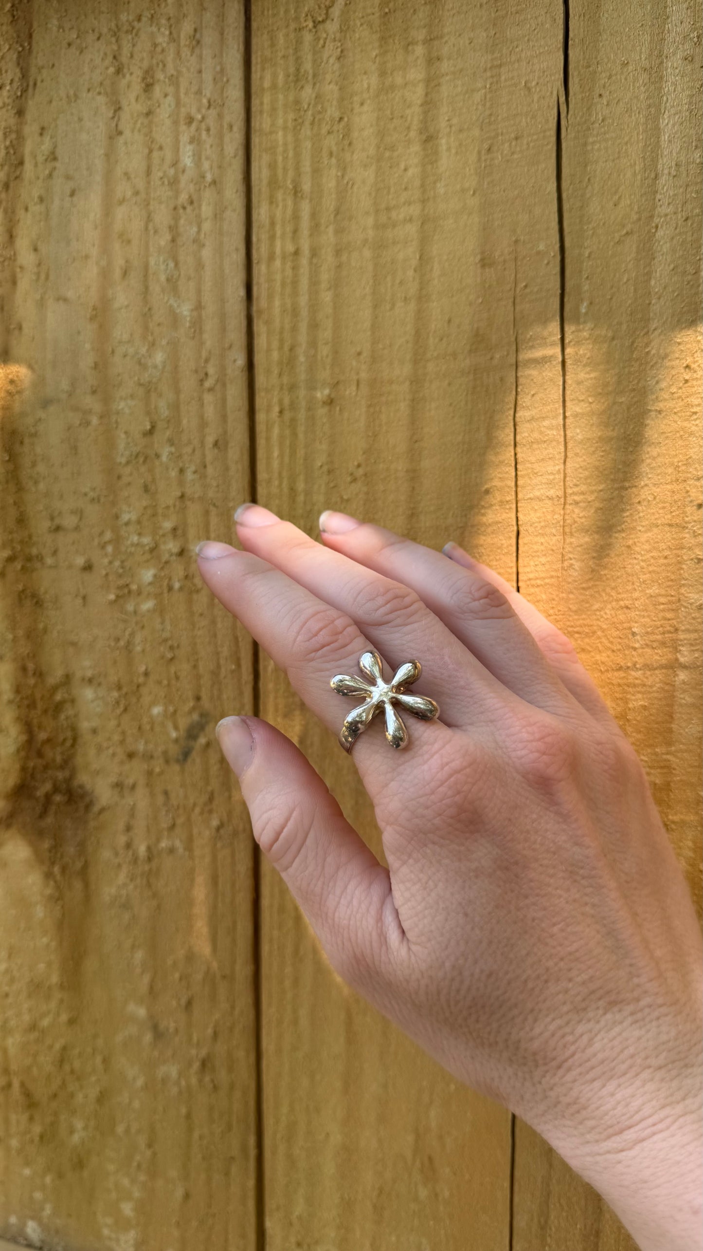 Big Flower Silver Ring