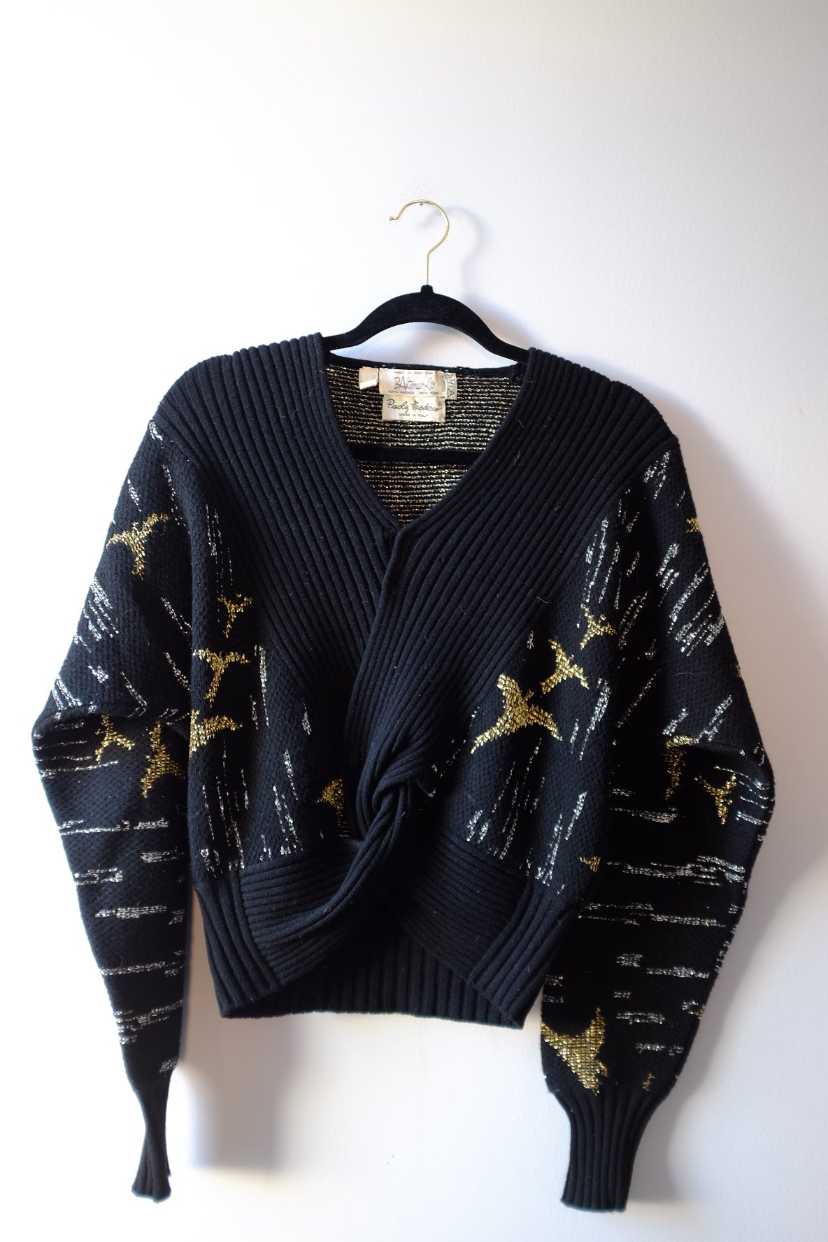 1970s Soaring Bird Semi Cropped Knit Sweater