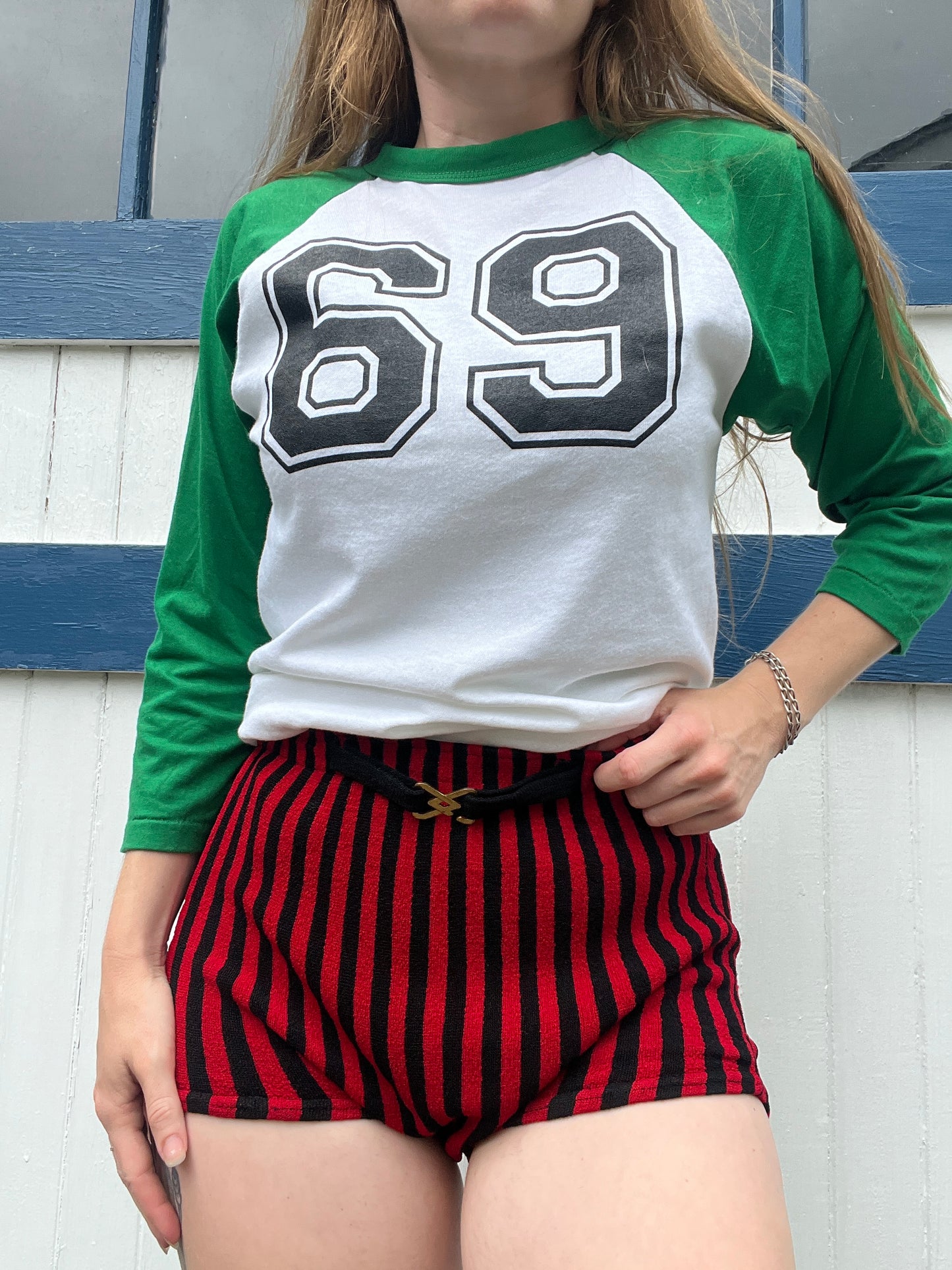 1980s 69 Green Raglan Tee