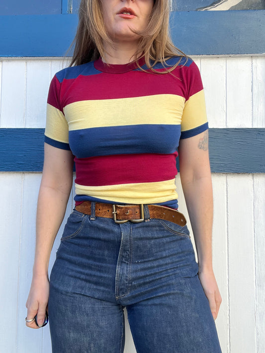 Multi Color 1960s Striped Tee XS