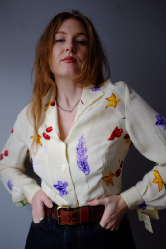 1980s 100% Silk Printed Blouse