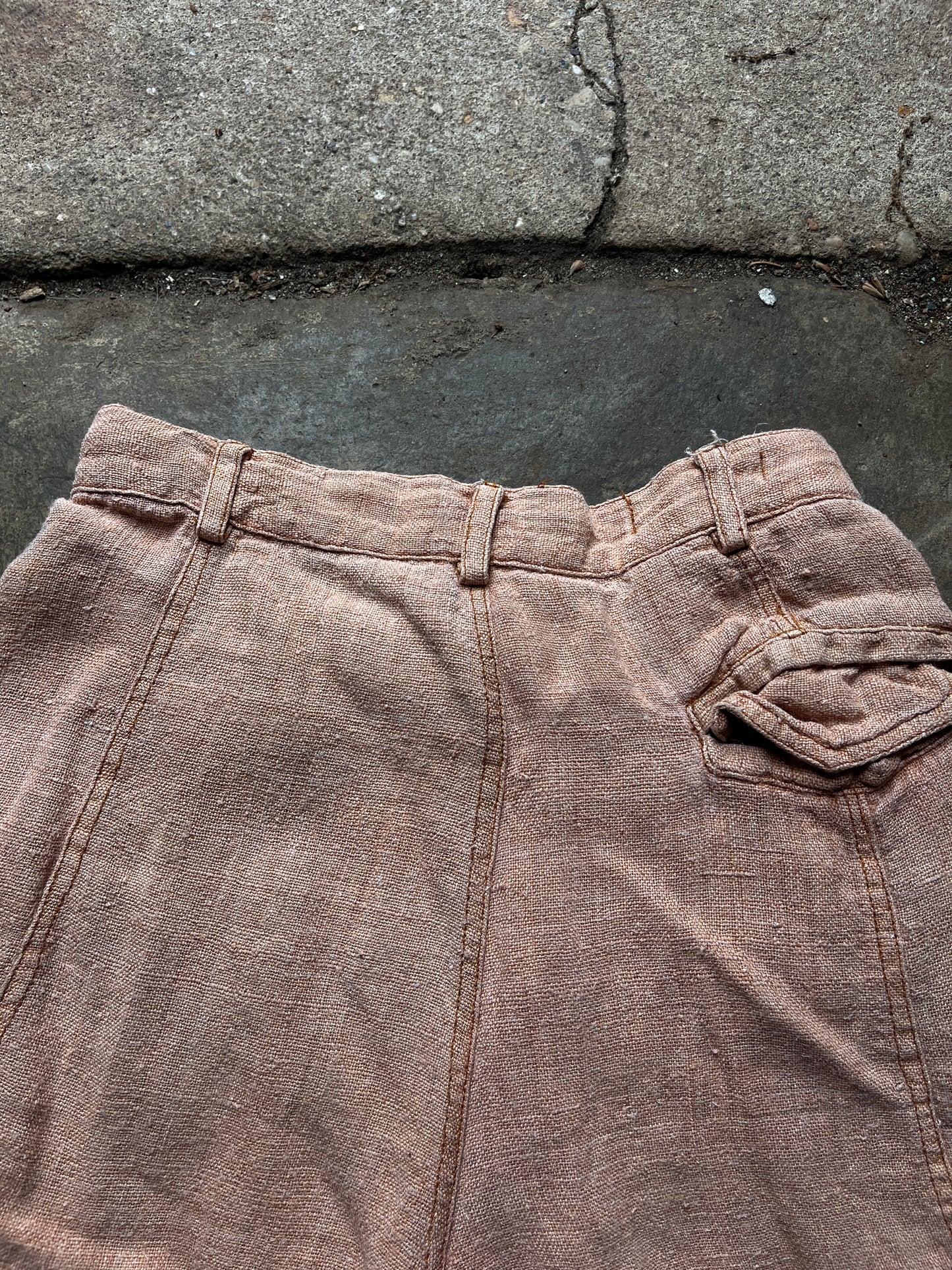 1990s Salmon-y Orange Hemp Shorts 24"