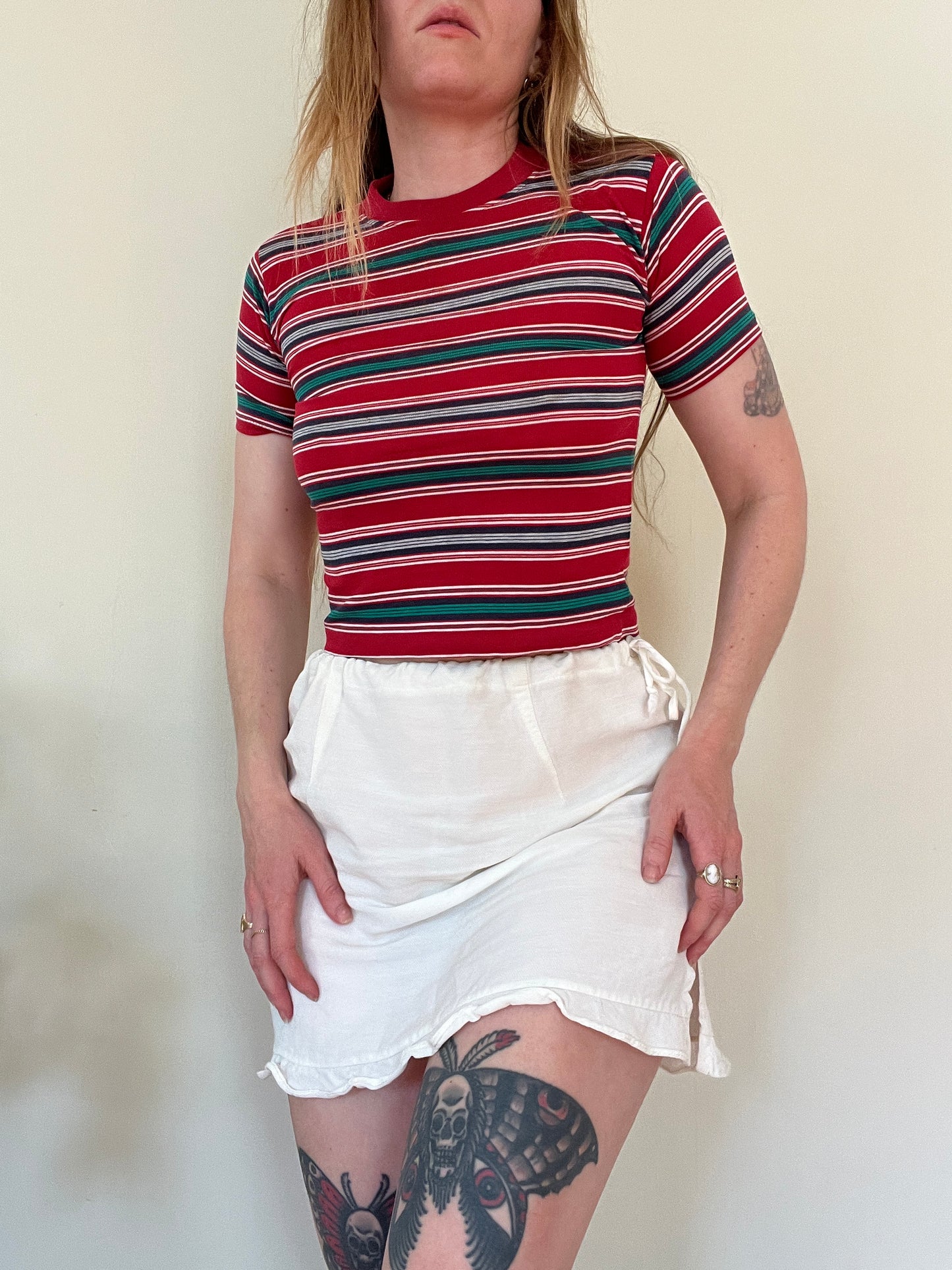 Vintage 1990s Red Striped Baby Tee