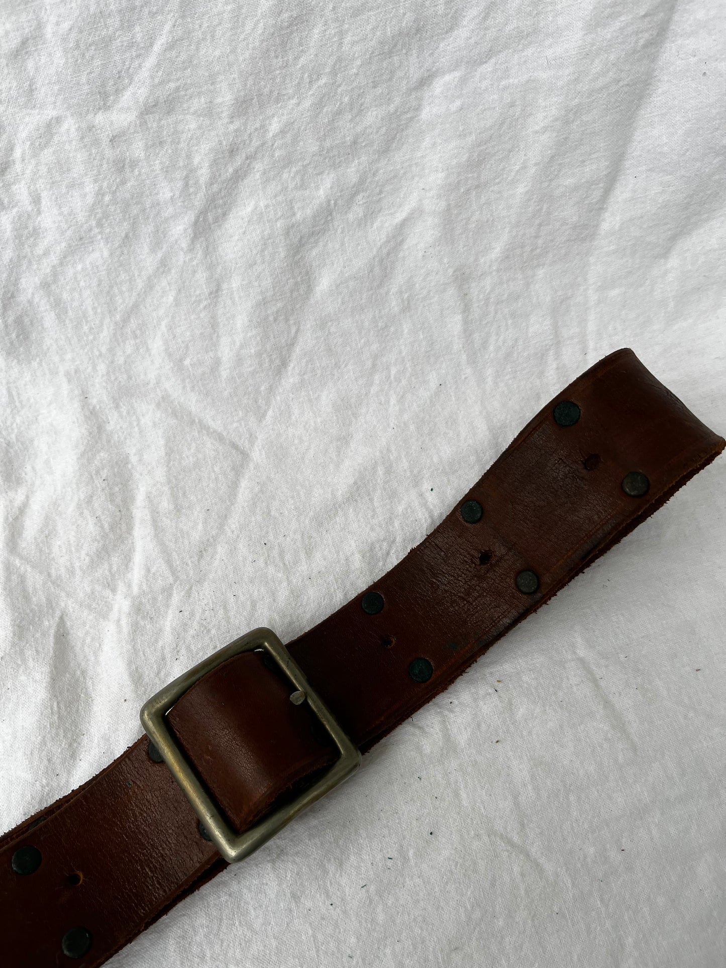 Brown Leather Belt With Brass Buckle 23”-39”