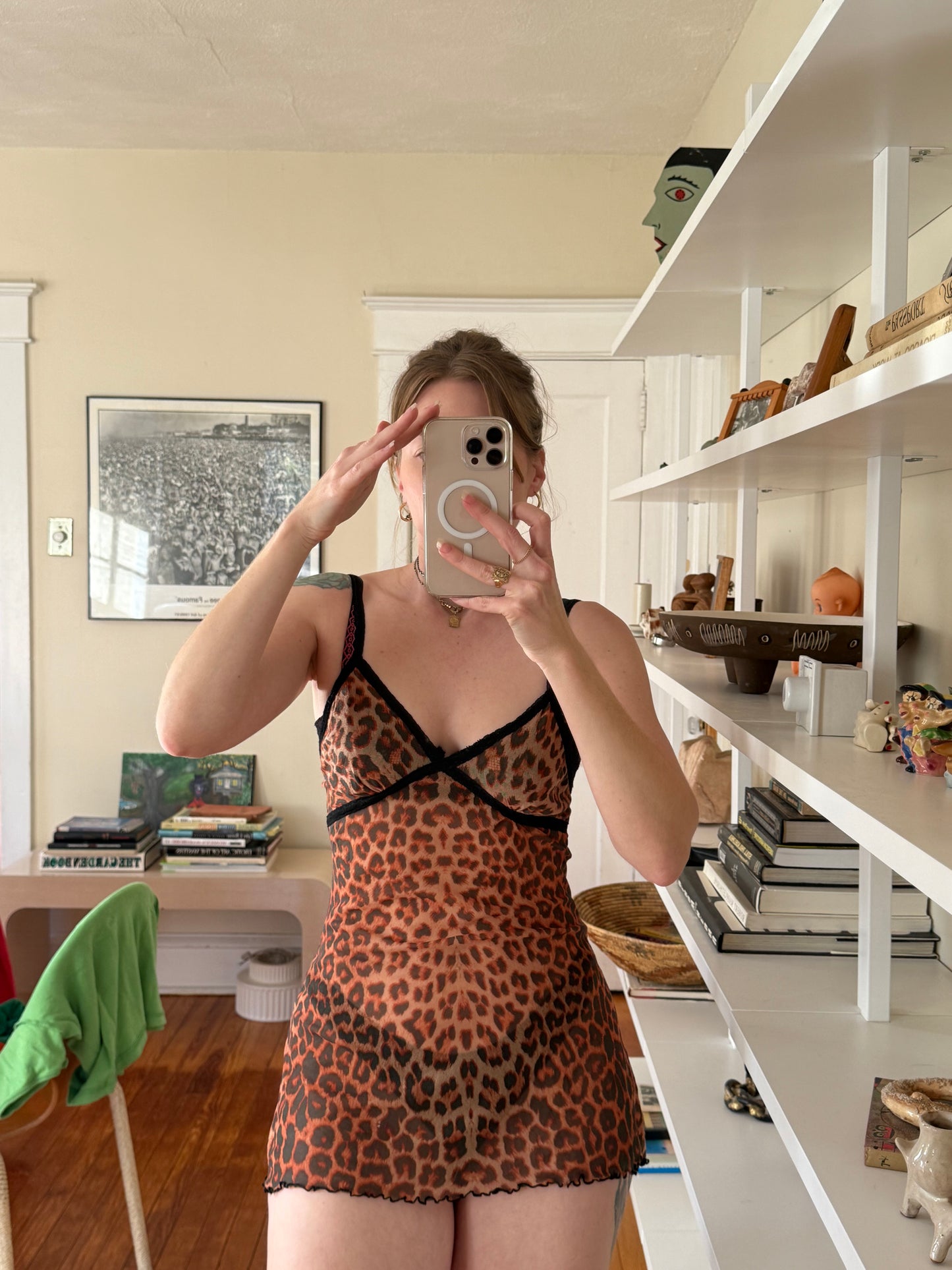 1990s Cheetah Print Sheer Tank or Mini Dress