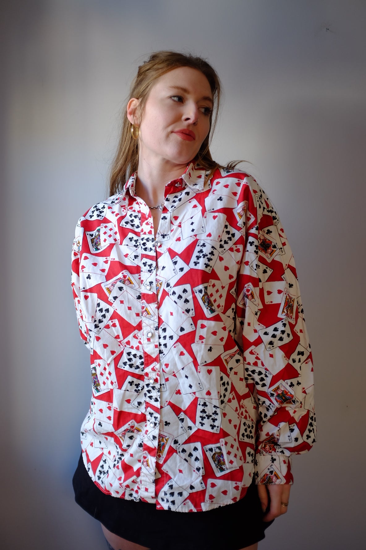 1980’s Deck of Cards Button Up L