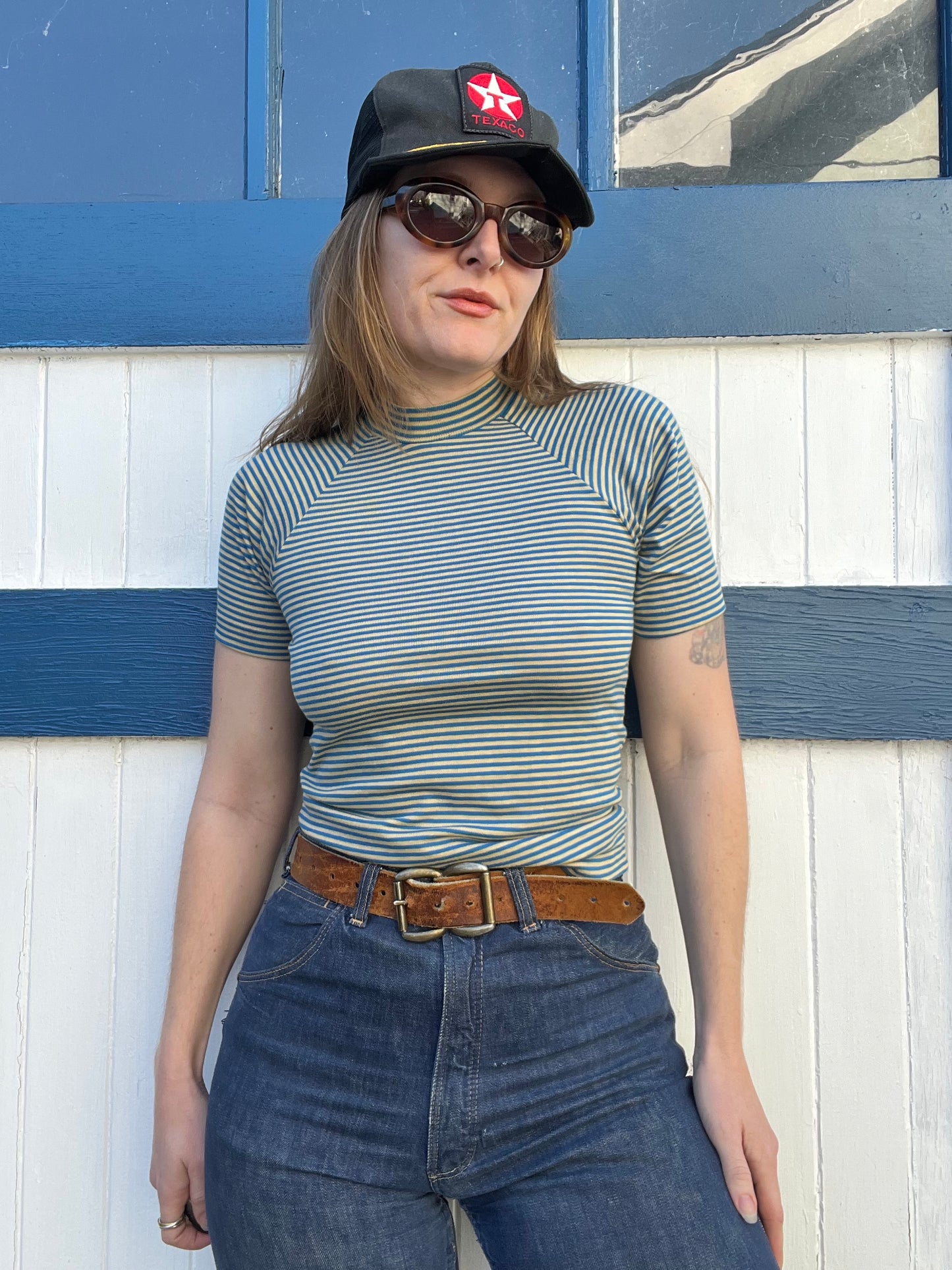 1970s Blue Striped Tee XS/S