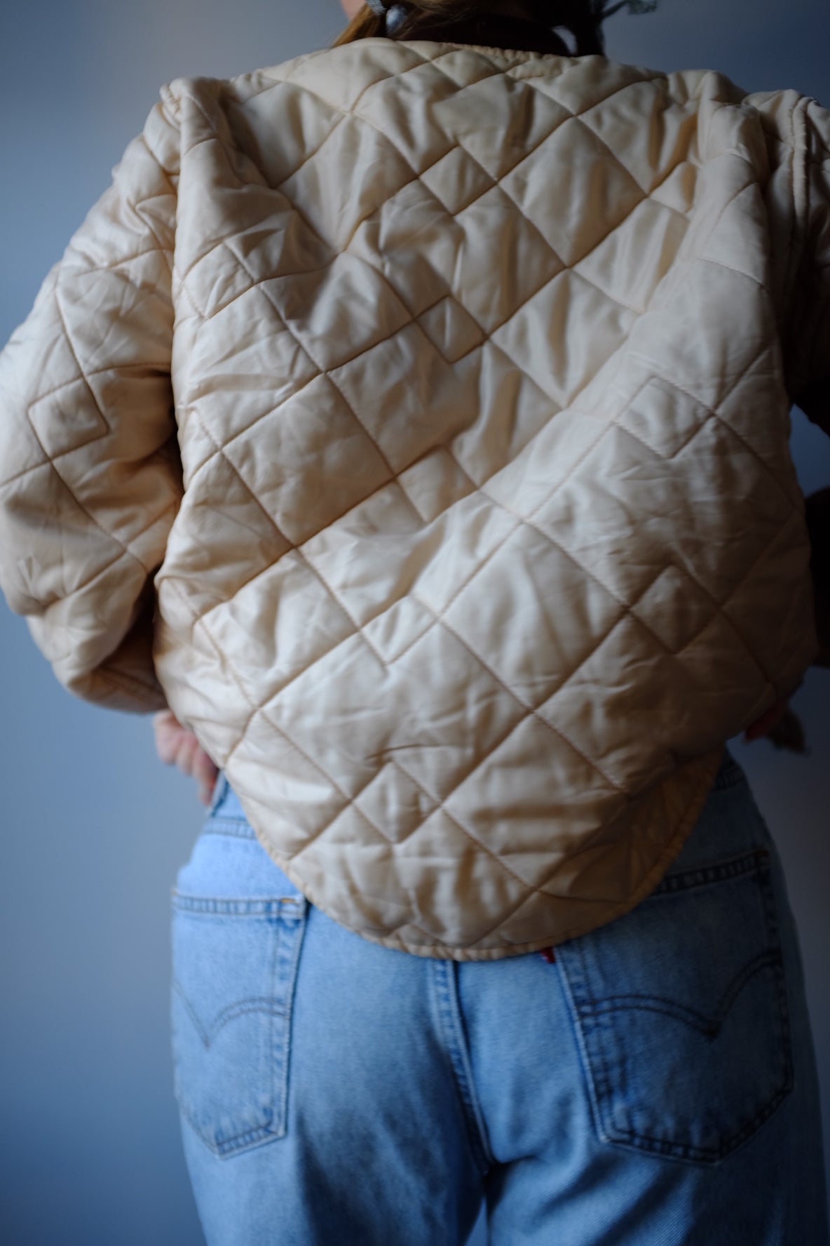 1970s Quilted Tan Zip Up Jacket