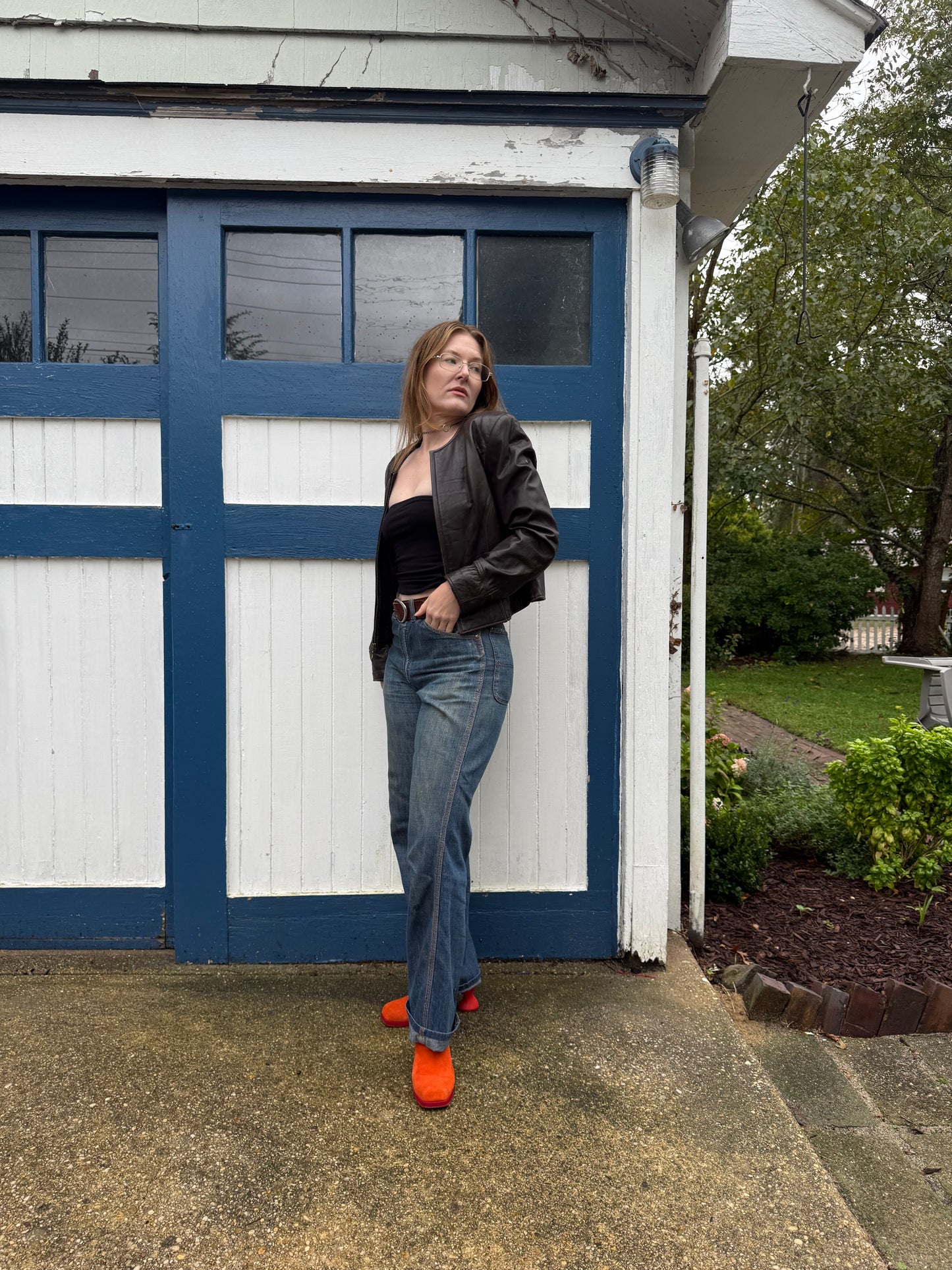 1980s Lord & Taylor Brown Leather Cropped Jacket