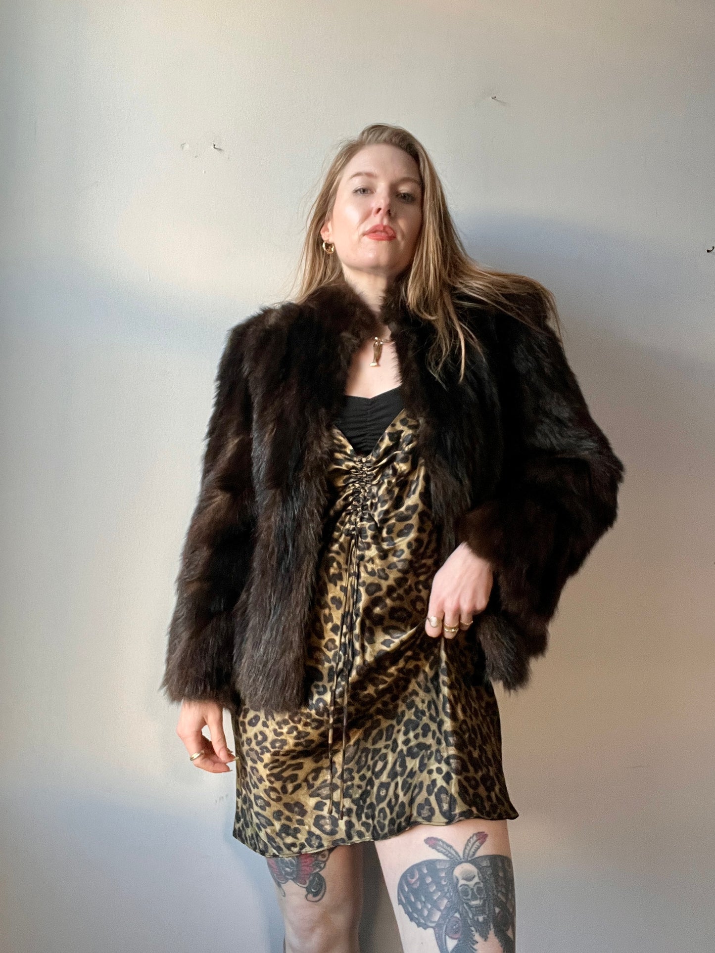 1950s Authentic Mink Fur Coat M