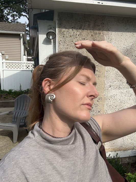 Vintage Shell Silver Earrings