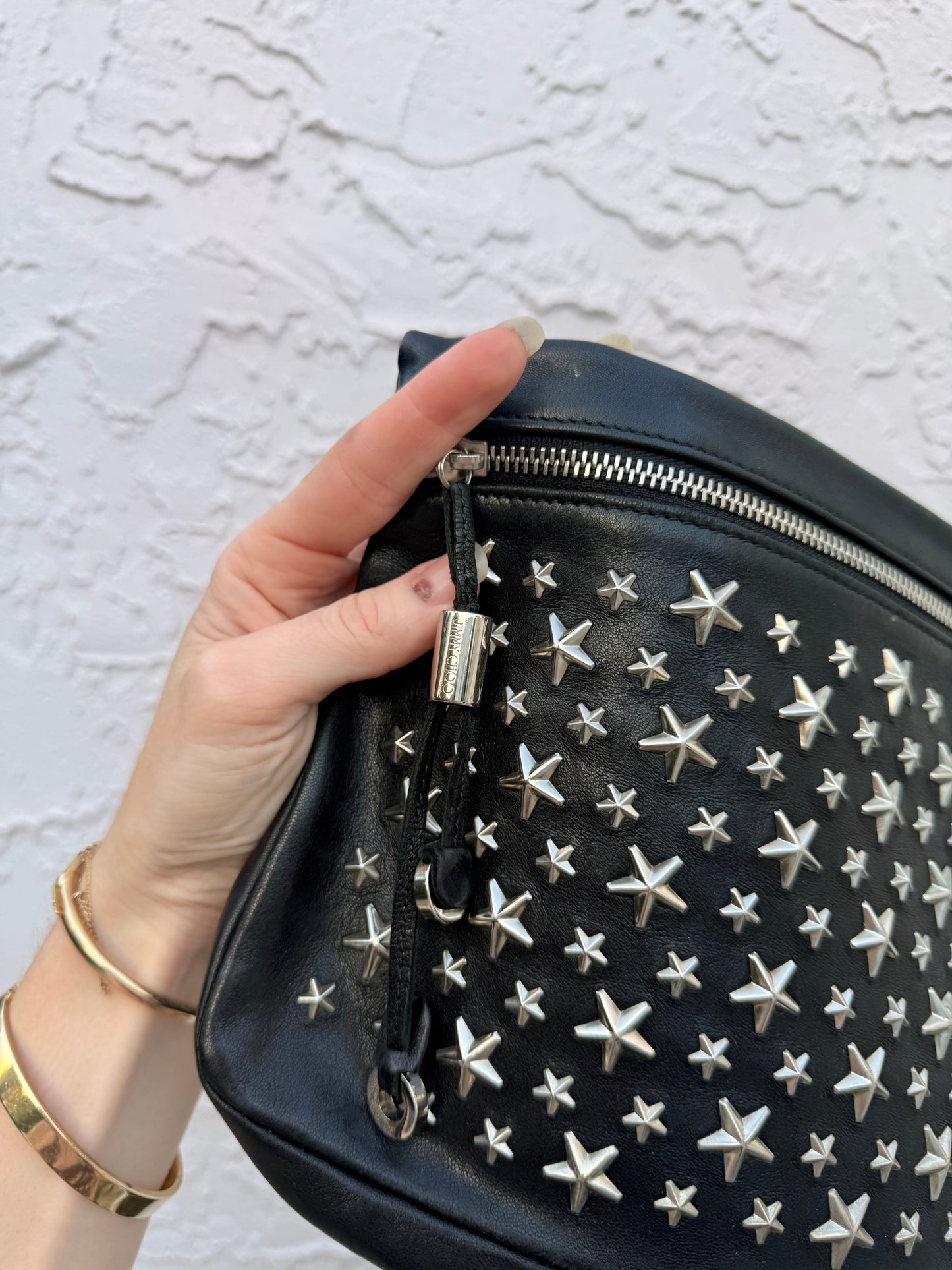 Jimmy Choo Leather Star Studded Clutch