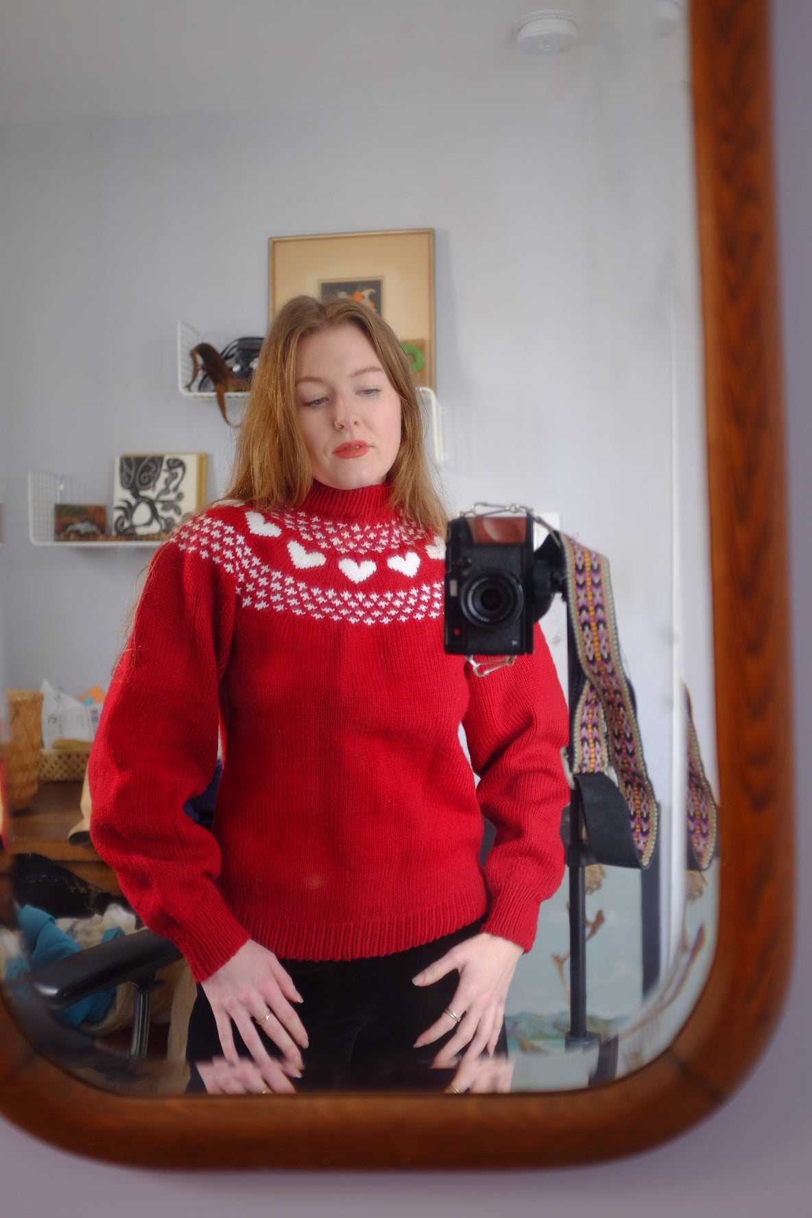 1960s Hand Knit Red Heart Sweater