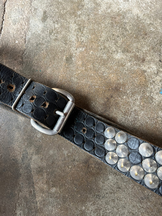 Vintage Leather Punk Studded Black Belt