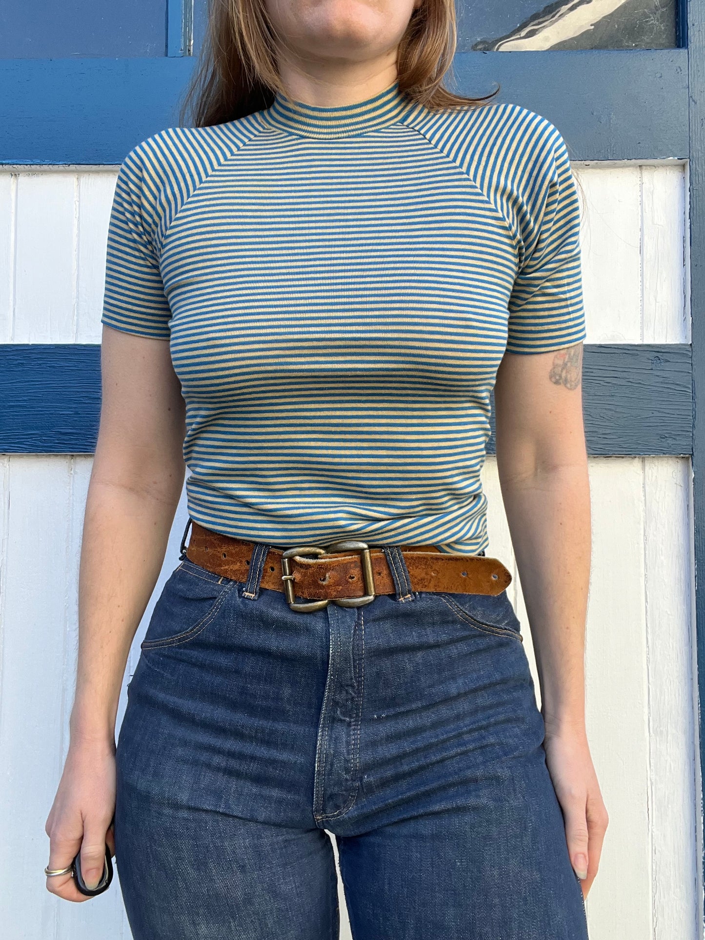 1970s Blue Striped Tee XS/S