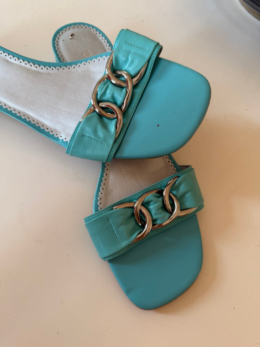1990s Turquoise Leather Heels