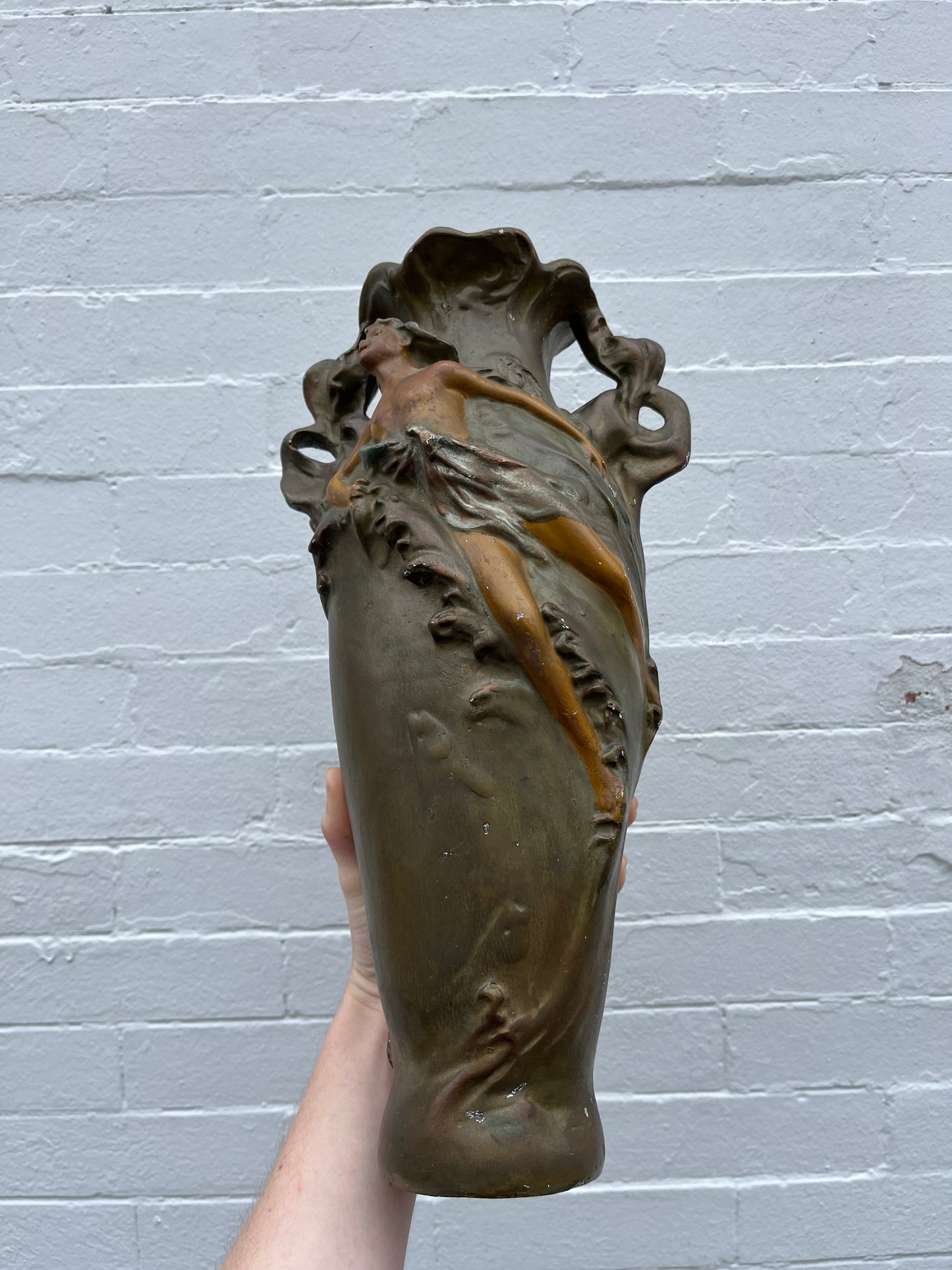 Art Nouveau Ceramic Figure Vase