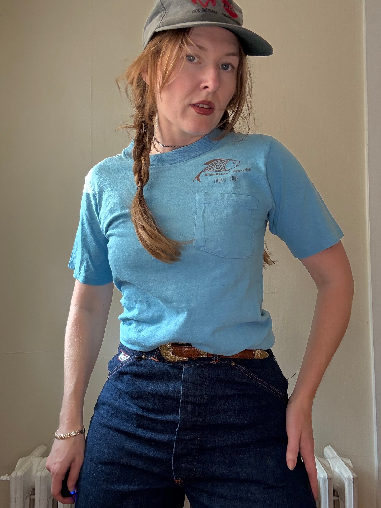 1970s Tackle Shop Fishing Pocket Tee S