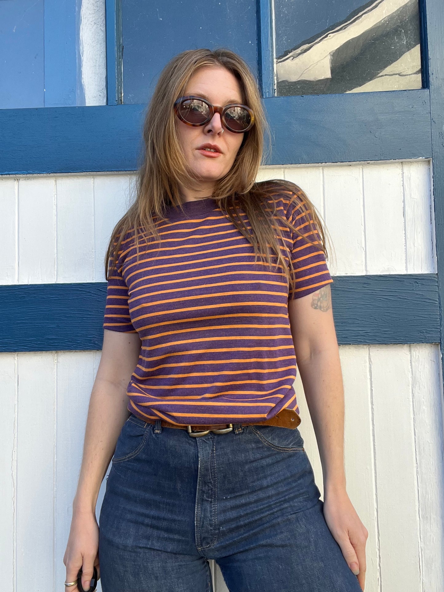 1960s Purple Striped Tee S/M