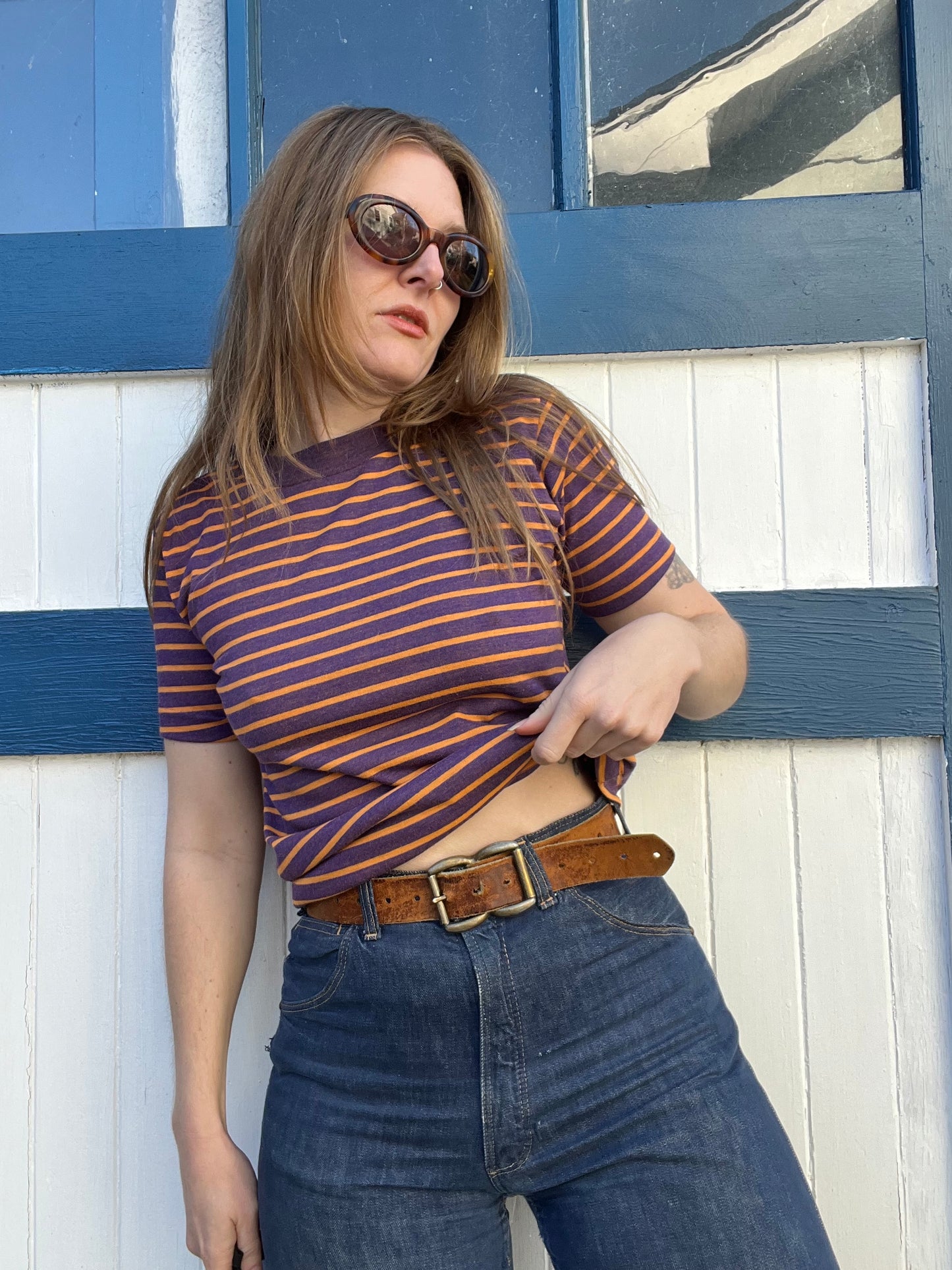 1960s Purple Striped Tee S/M