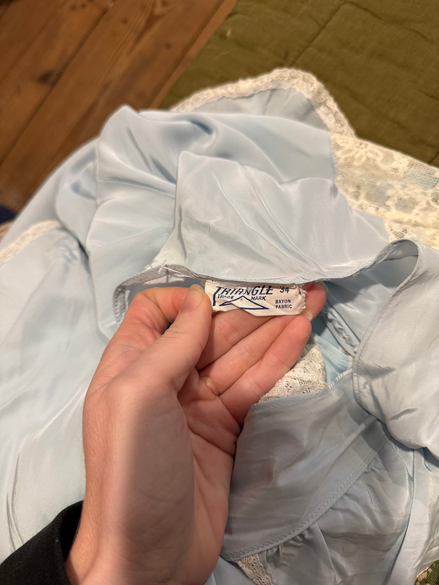 1940s Light Blue Rayon Slip Dress M/L