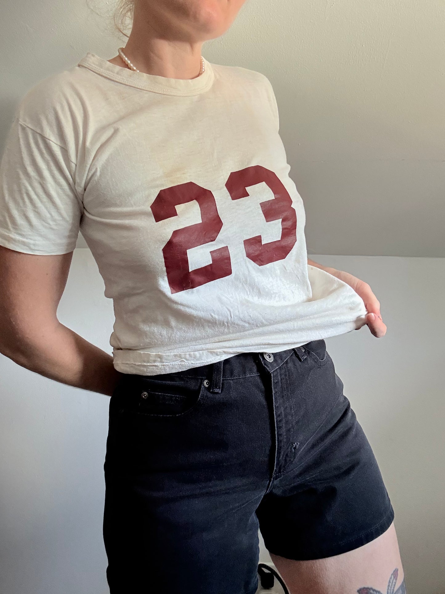 1960s 23 White Jersey Tee M