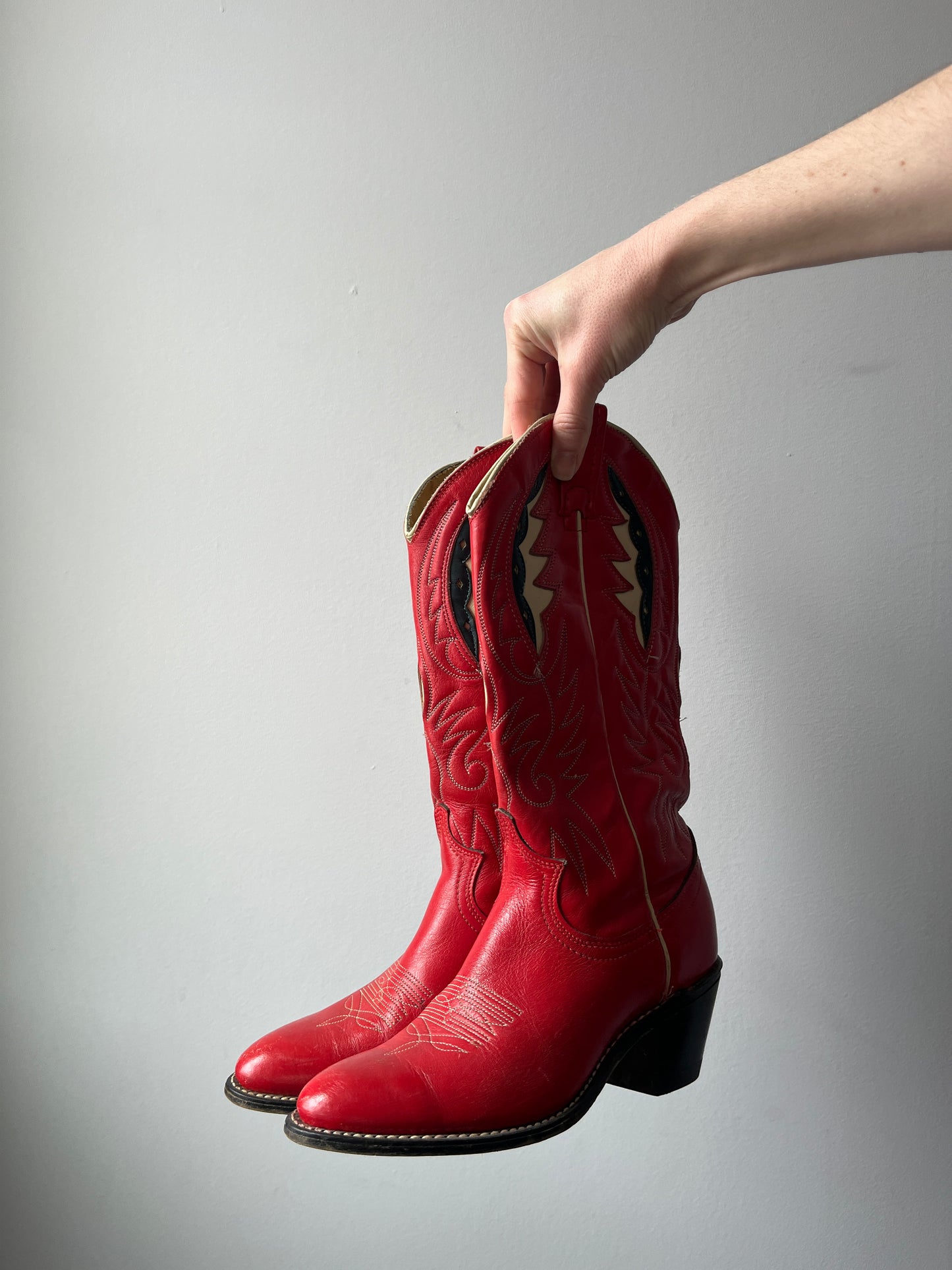 1980s Acme Cherry Red Cowboy Boots 7