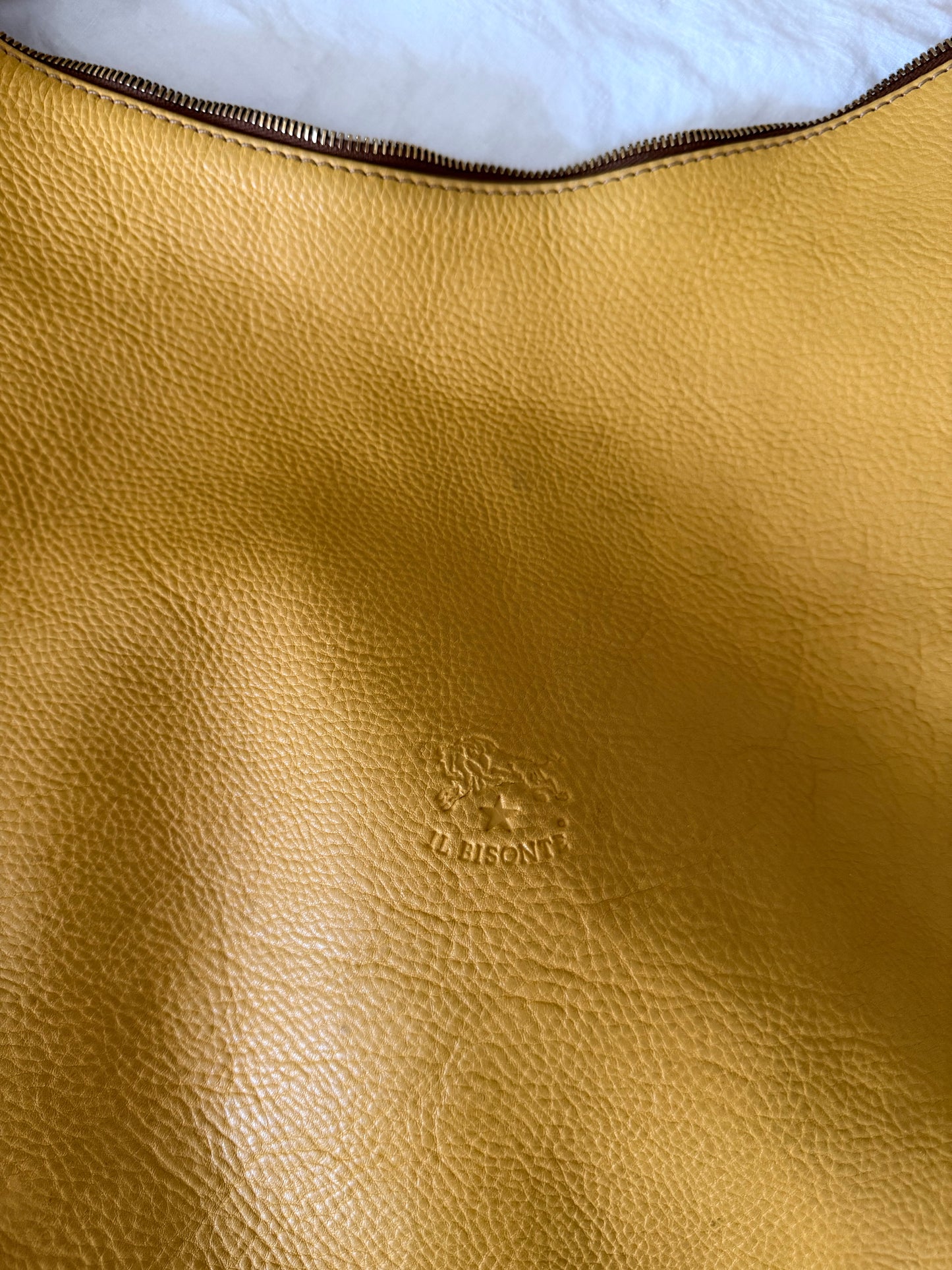 1990s Yellow Leather Il Bisonte Hobo Shoulder Bag
