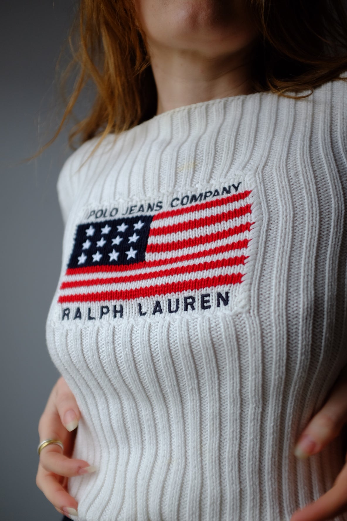 1990s Ralph Lauren American Flag Sweater S