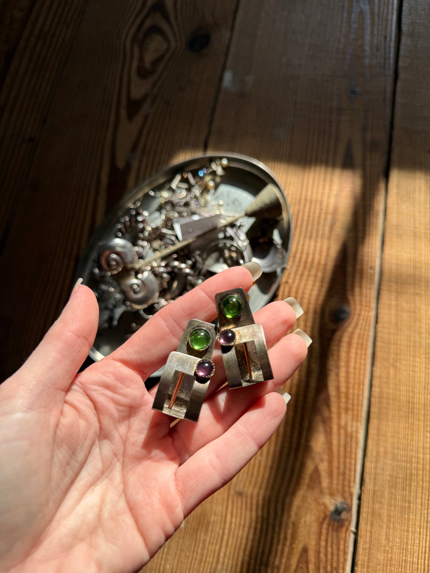 925 Sterling Silver Made by Hand Funky Earrings