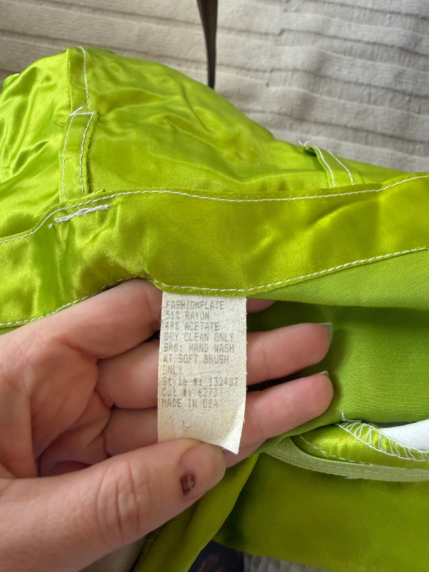 1990s Super Funky Lime Green Shiny Hot Shorts