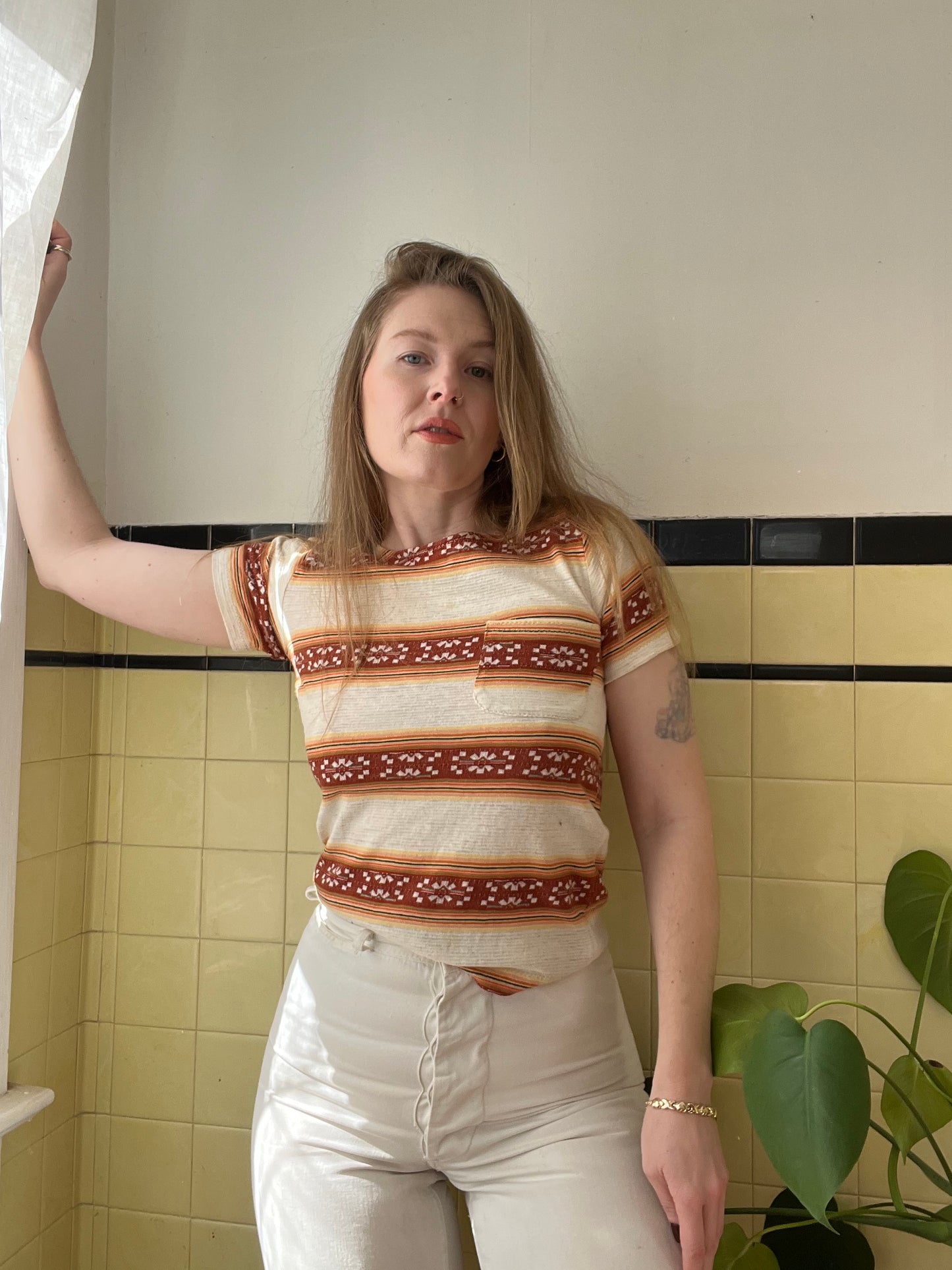 1950's/1960's Cotton Printed Pocket Tee XS/S