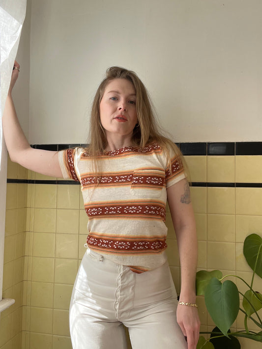 1950's/1960's Cotton Printed Pocket Tee XS/S