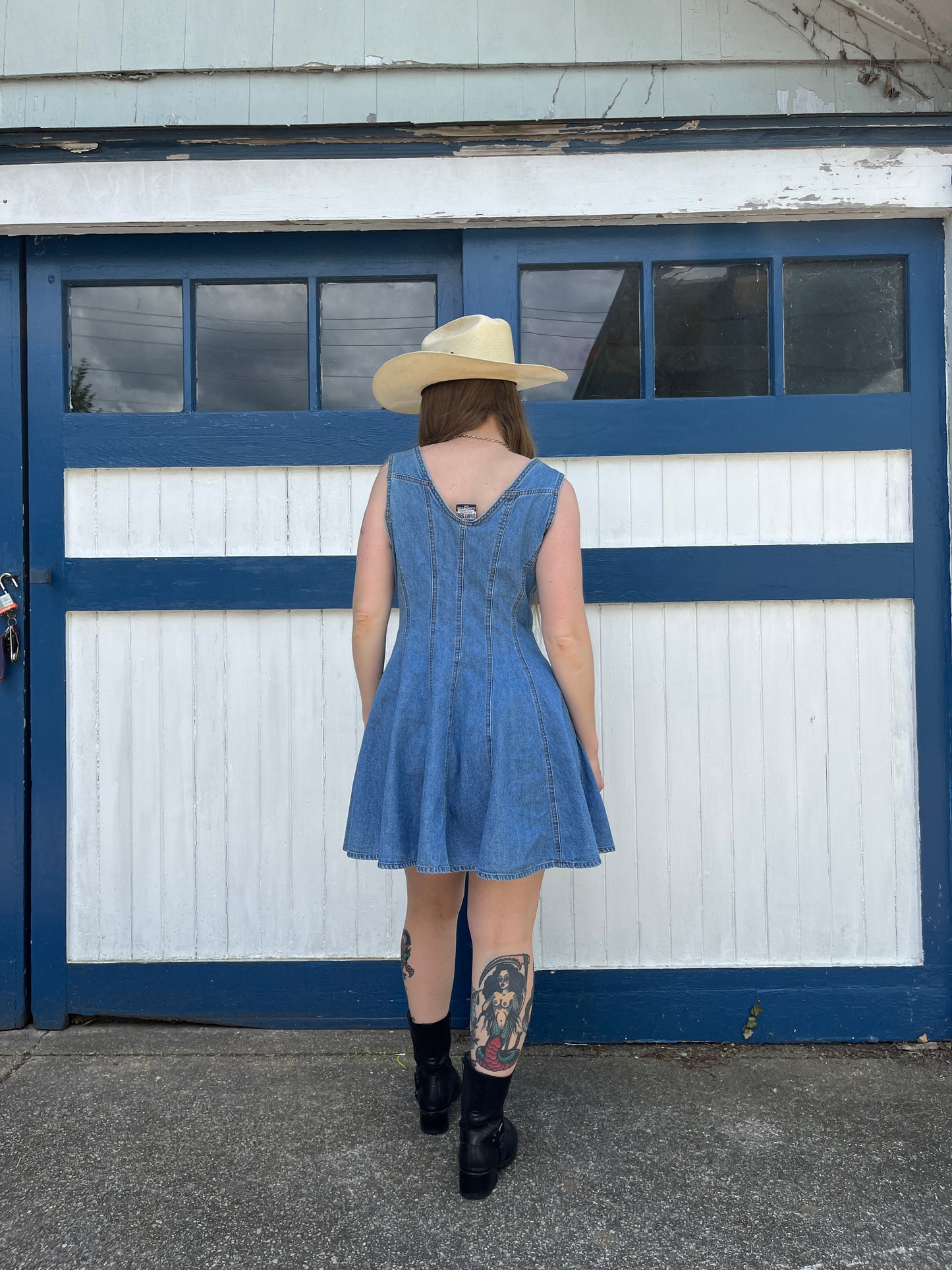 Vintage 1980s 1990s Button Up Denim Mini Dress