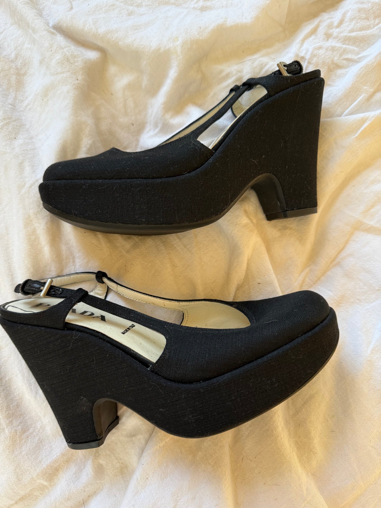 1990s Vintage Prada Black Heels 7.5