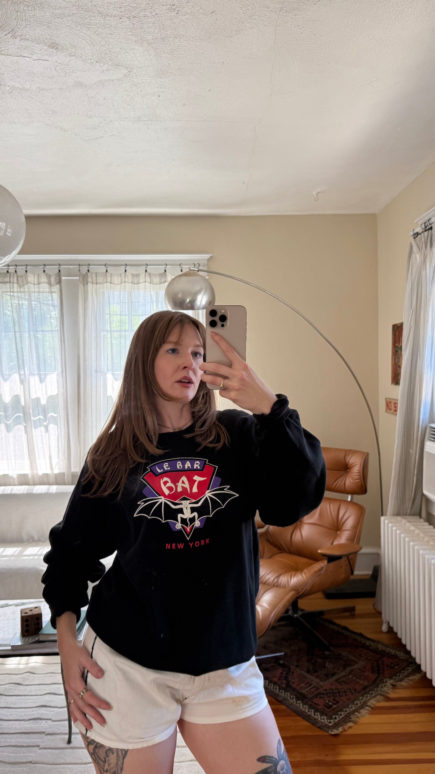 1980s Le Bar Bat New York Black Crewneck L
