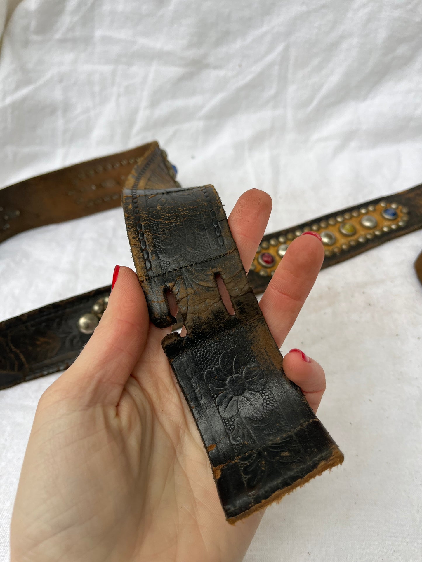 1950s Studded and Jeweled Western Belt 34”-39”