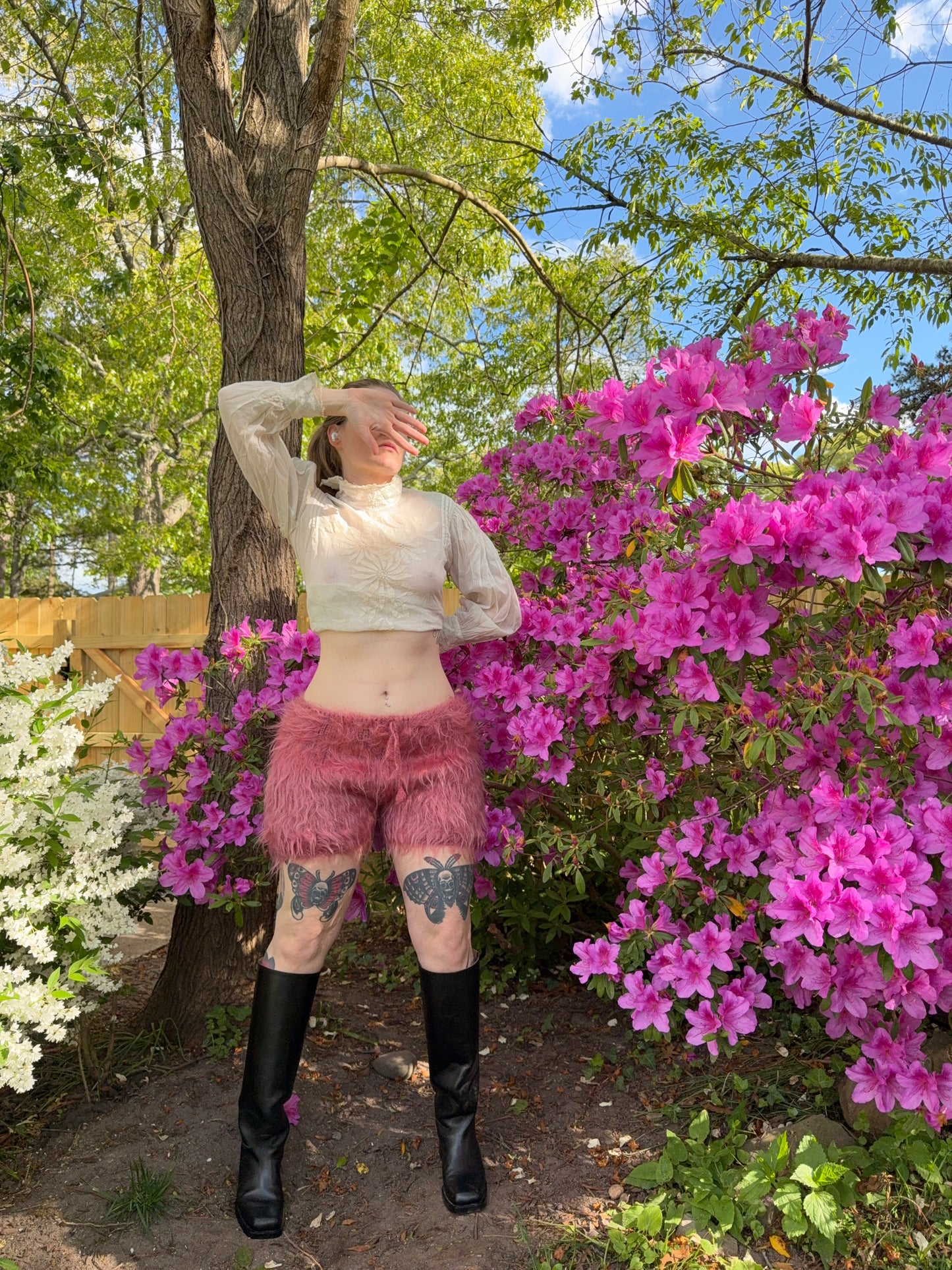 Hot Pink Shaggy Mohair Shorts