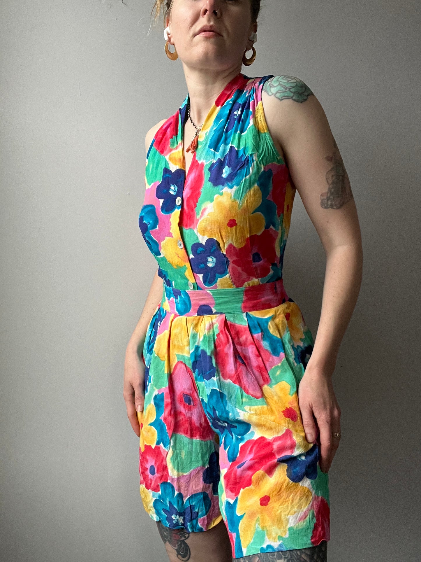 1990s Rayon 2 Piece Floral Set