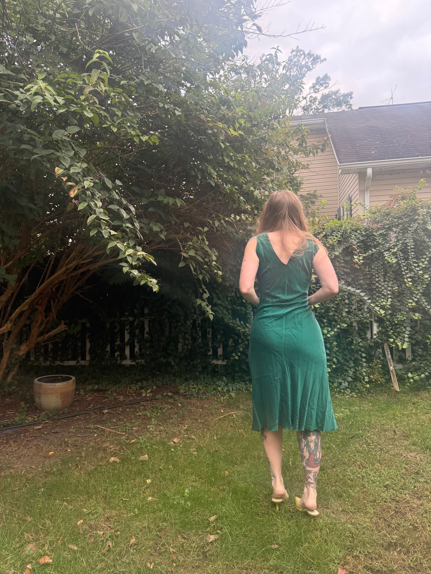 1940s Emerald Green Silk Slip