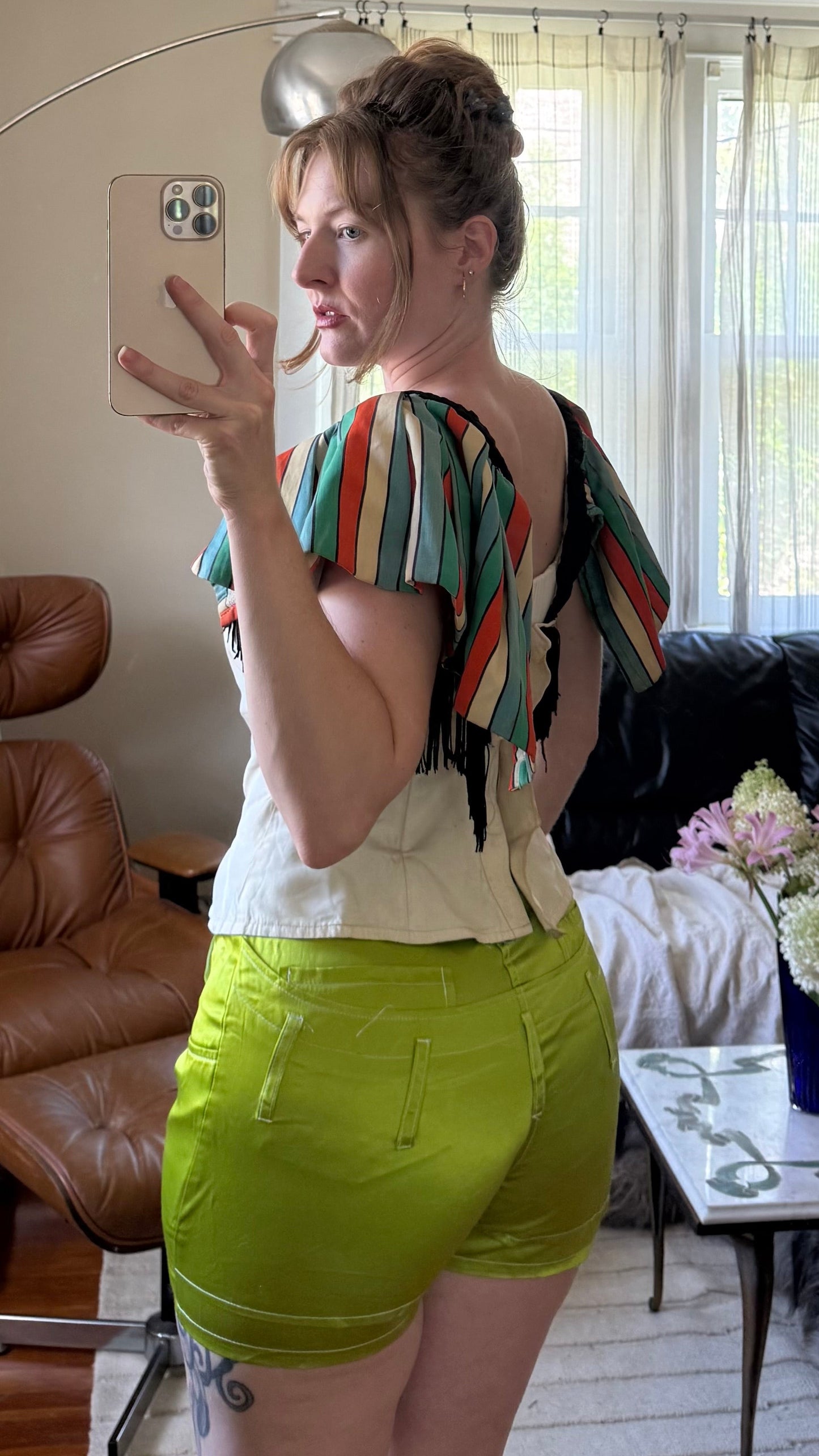 1990s Super Funky Lime Green Shiny Hot Shorts