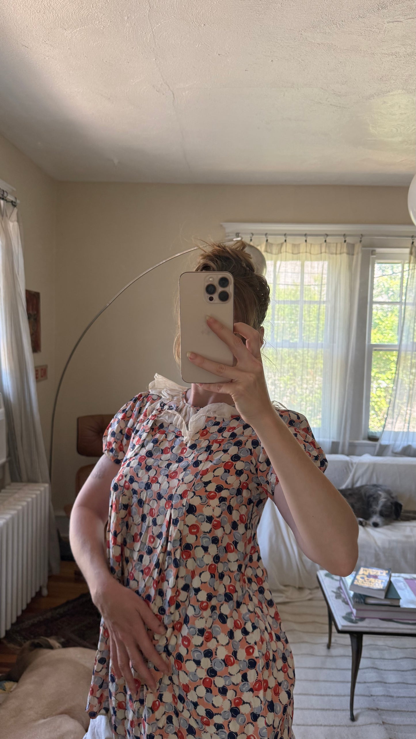 1940's Cold Rayon Multi Color Printed Blouse As Is