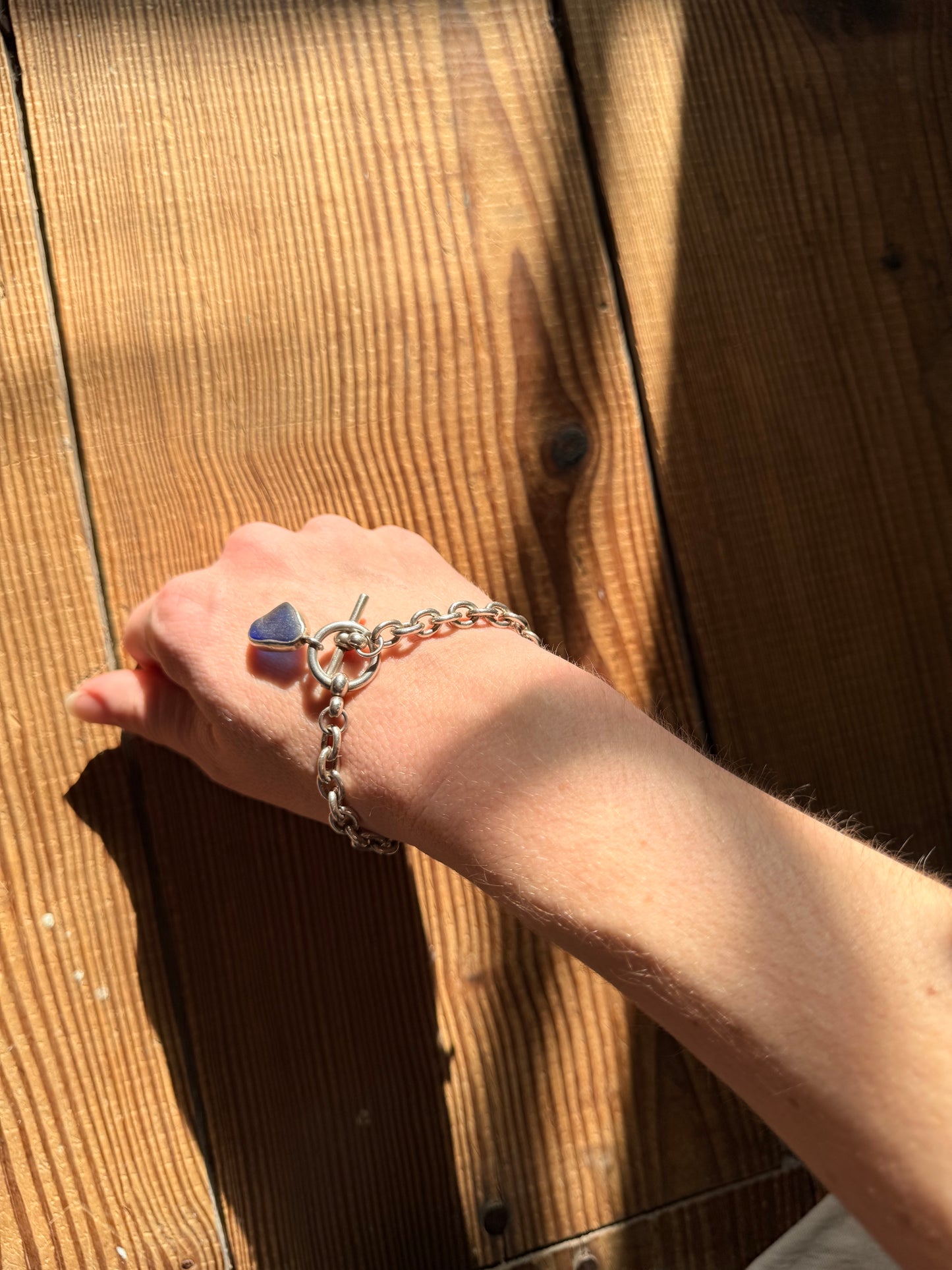 Silver Soldered Link Bracelet with Charm