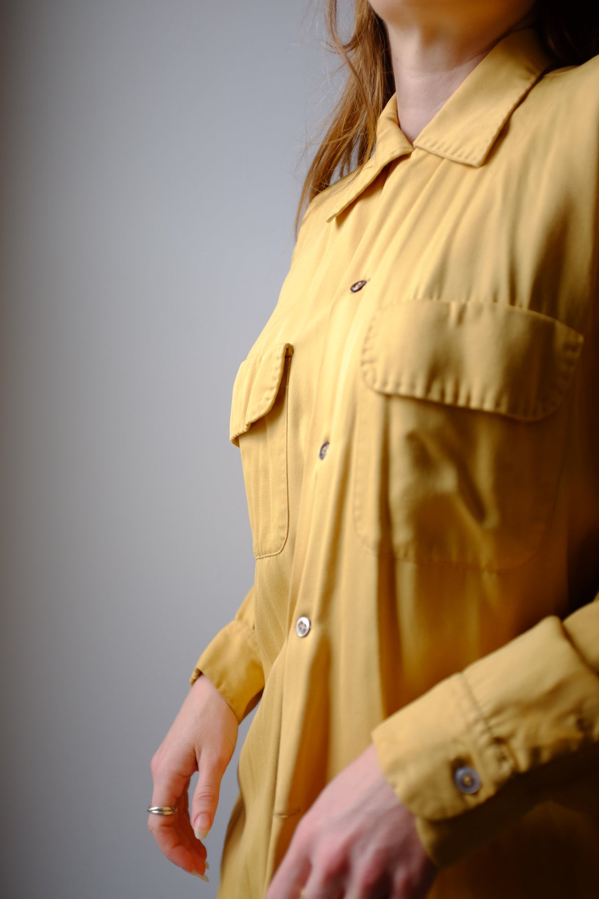 1950’s Loop Collar Rayon Button Up L