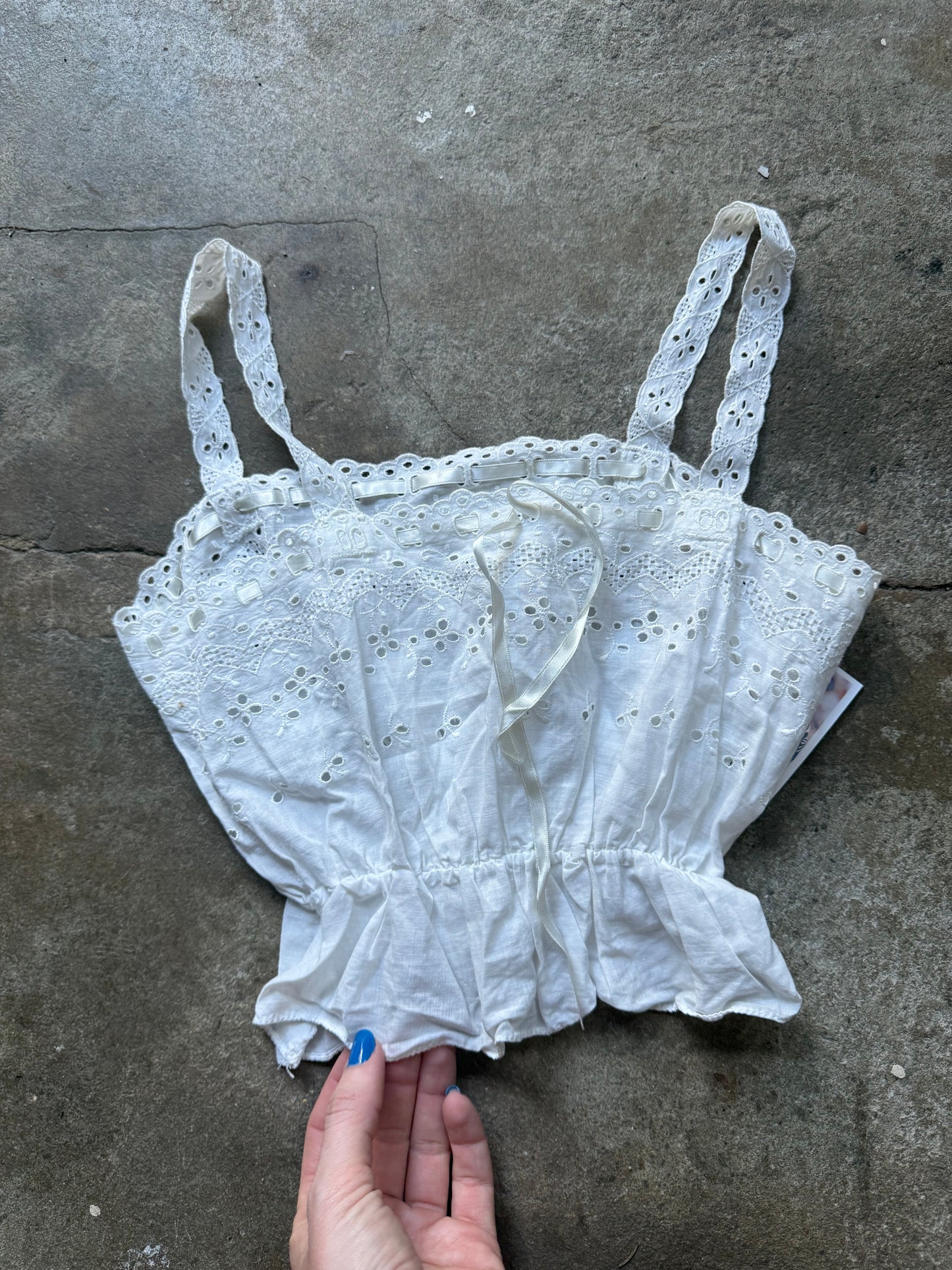 1960s White Eyelet Tank