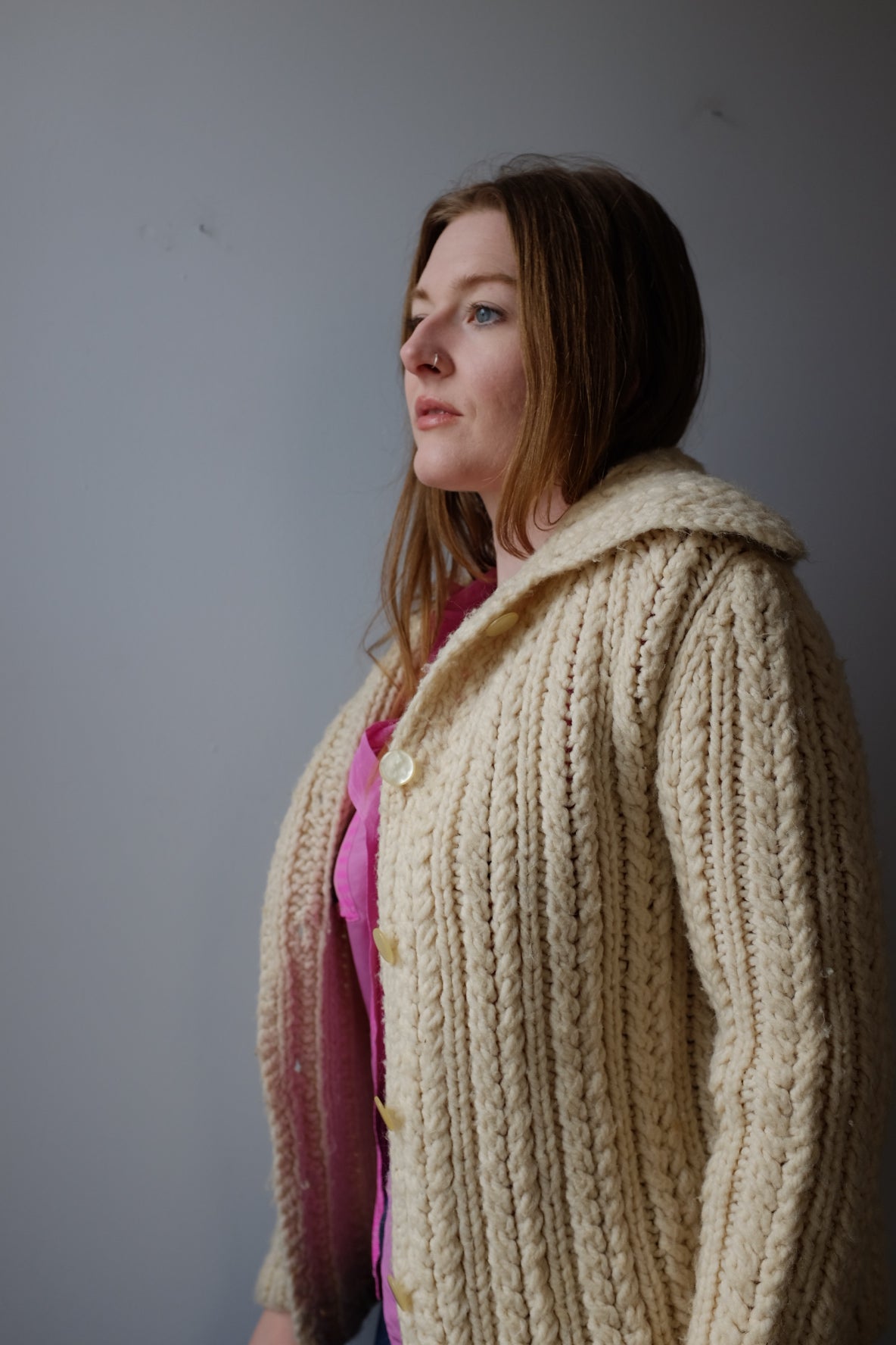 1960s Chunky Knit Sweater Cream
